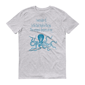 Blue octopus on purple short sleeved tshirt