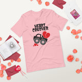 Heart Crusher pink tshirt with lifted truck crushing hearts